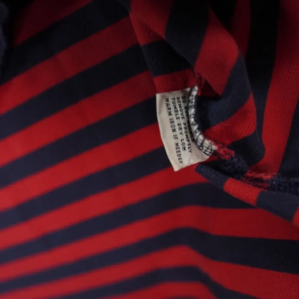 Vintage Polo Ralph Lauren Shirt Mens 1XL BIG Red Navy‎ Blue Striped Polo READ